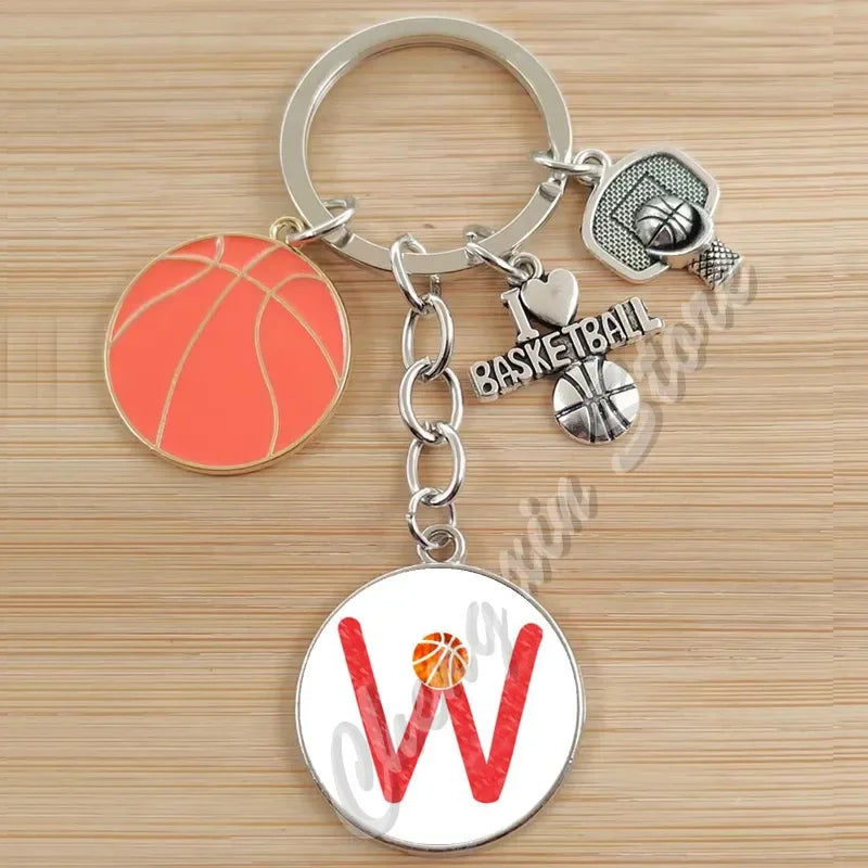 Basketball Initials A-Z, Basketball Lover Gift Jewelry Jewelry Gift Keychain