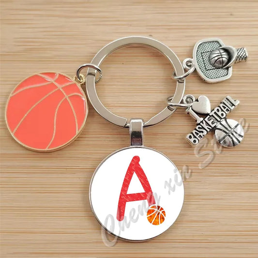 Basketball Initials A-Z, Basketball Lover Gift Jewelry Jewelry Gift Keychain