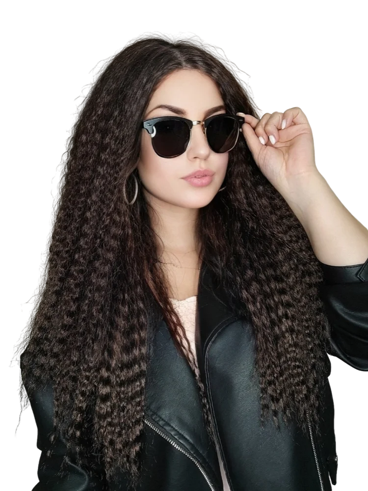 Long Puffy Kinky Curly Synthetic Wigs for Women Black Brown Blonde Synthetic Curly Hair Wigs 20 Inch Curly Synthetic Hair Wigs