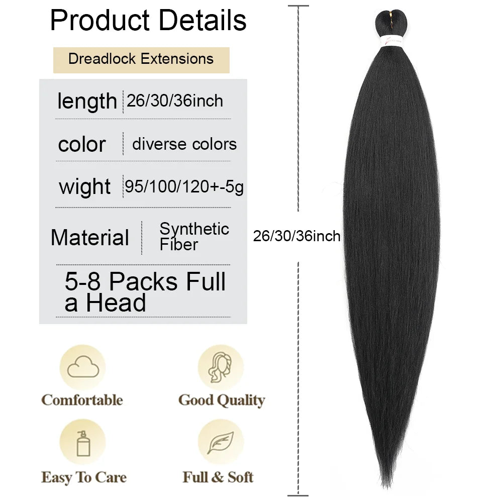 36Inch Pre-stretched Braids Hair Professional Itch Free Hot Water Setting Synthetic Fiber Ombre Yaki  Braid Hair Extensions