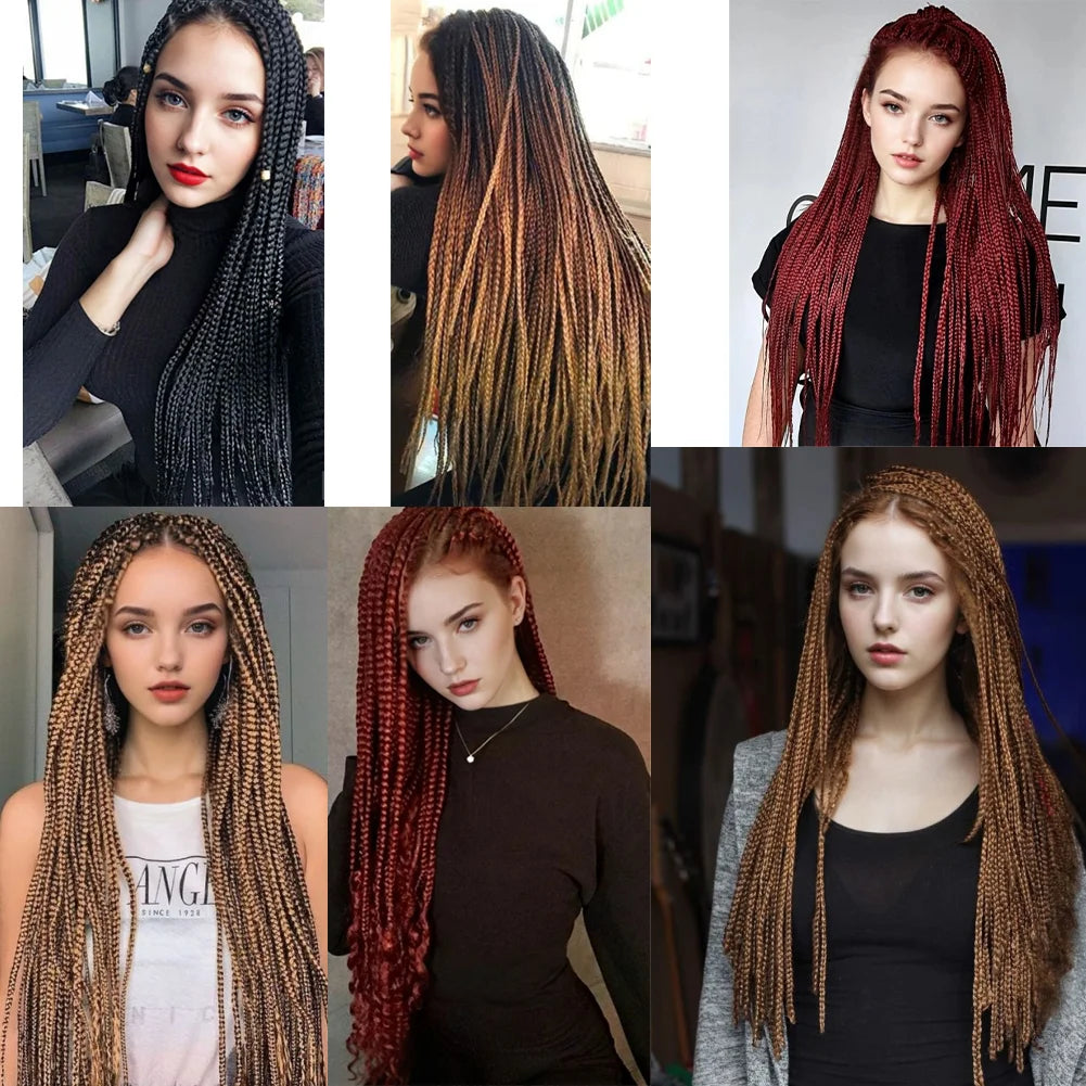 36Inch Pre-stretched Braids Hair Professional Itch Free Hot Water Setting Synthetic Fiber Ombre Yaki  Braid Hair Extensions