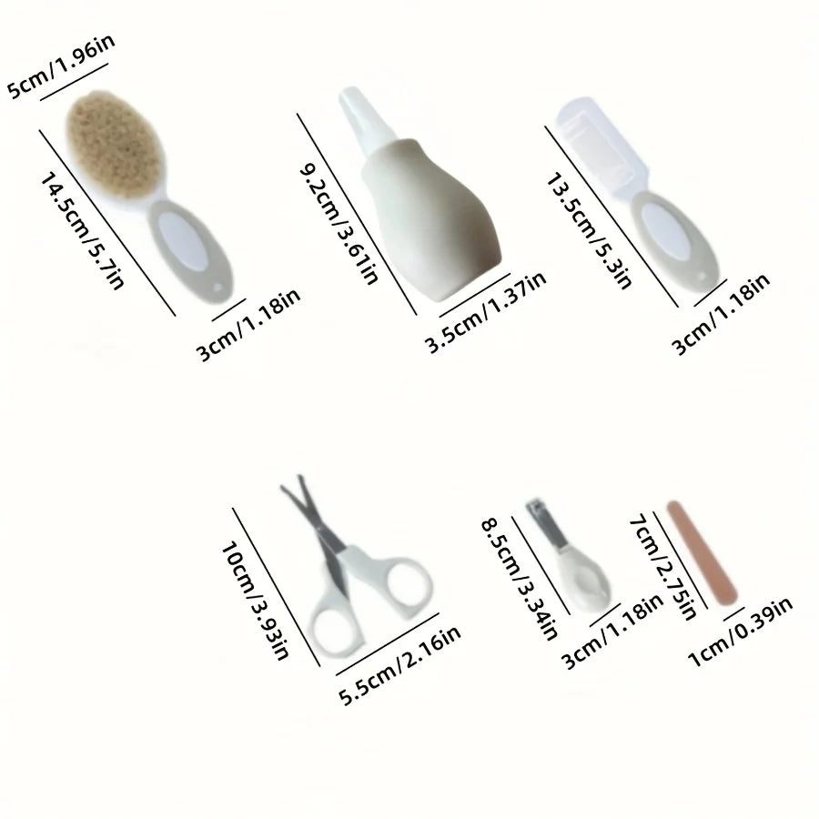 Baby care set six-piece set Baby nasal inhaler, nail clippers, brush, file, comb, set of daily cleaning and care accessories fo