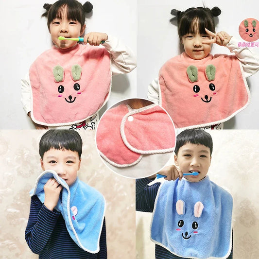 Cartoon Baby Bibs for Children Washing Face Towel Salive Towel Boys Girls Learning Brushing Teeth Towel for 3 To 8 Years Kids