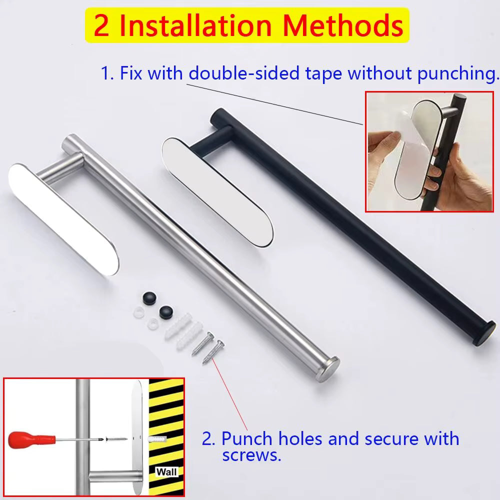 Kitchen Paper Towel Holder Adhesive Tissue Hanger Toilet Roll Paper Dispenser Cabinet Storage Napkin Rack Bathroom Accessories
