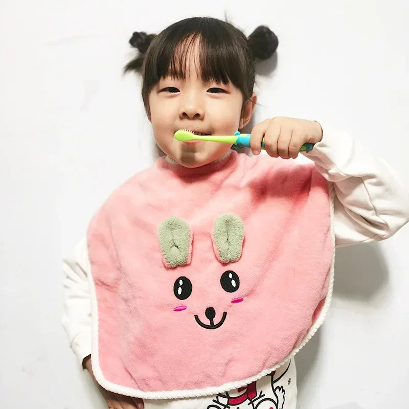 Cartoon Baby Bibs for Children Washing Face Towel Salive Towel Boys Girls Learning Brushing Teeth Towel for 3 To 8 Years Kids
