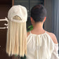 Baseball Cap With Long Straight Heat Resistant Hair 12 Inch Helmet Wig For Women Beige Faux Lace Front Hat