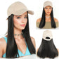 Baseball Cap With Long Straight Heat Resistant Hair 12 Inch Helmet Wig For Women Beige Faux Lace Front Hat