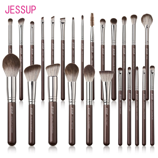 Jessup Makeup Brushes Set 15/25pcs Premium Synthetic Brown Make up Brushes Foundation Eyeshadow Concealer Blush Eyeliner, T511