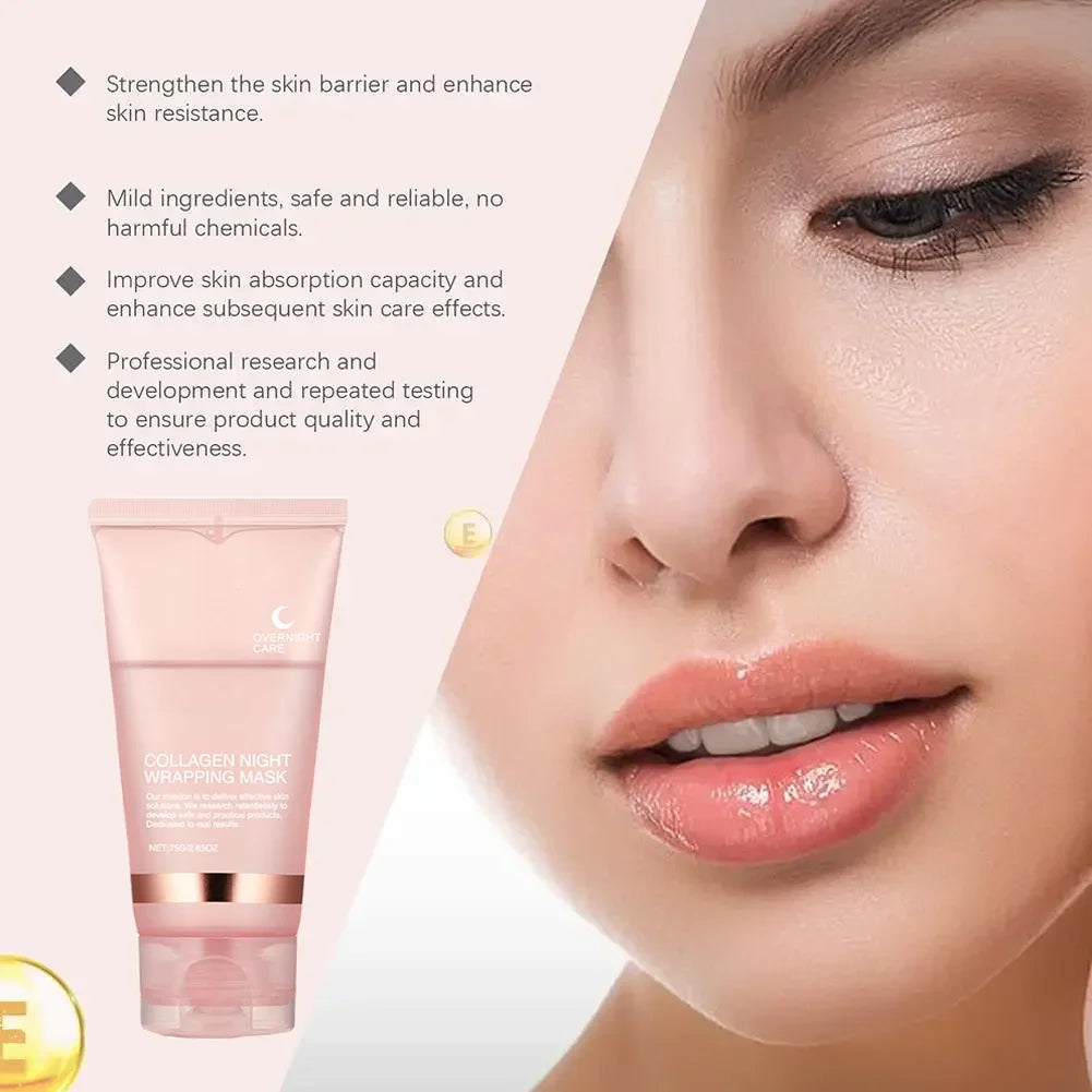 Collagen Peel-off Mask Night Wrapping Facial Mask Deeply Moisturizing Hydrating Firming Skin Facial Mask Daily Face Skin Care