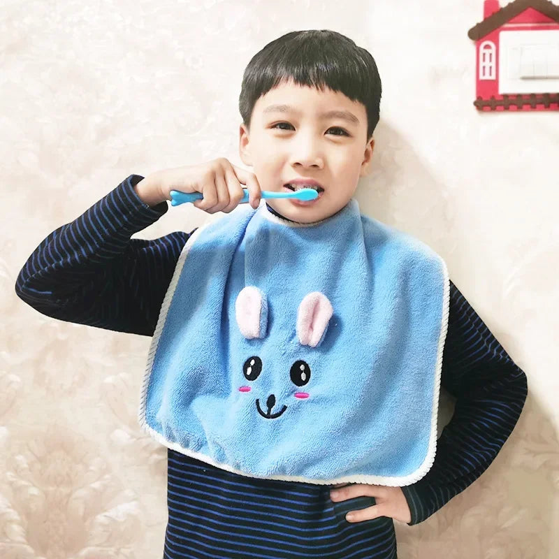 Cartoon Baby Bibs for Children Washing Face Towel Salive Towel Boys Girls Learning Brushing Teeth Towel for 3 To 8 Years Kids