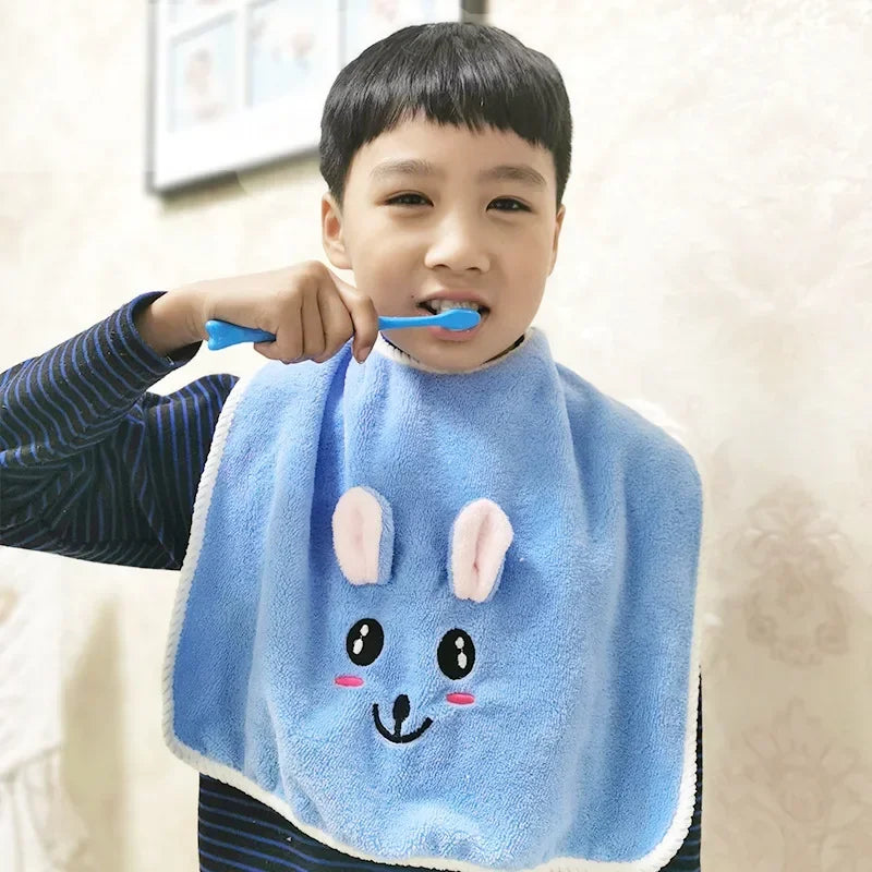 Cartoon Baby Bibs for Children Washing Face Towel Salive Towel Boys Girls Learning Brushing Teeth Towel for 3 To 8 Years Kids