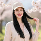 Baseball Cap With Long Straight Heat Resistant Hair 12 Inch Helmet Wig For Women Beige Faux Lace Front Hat